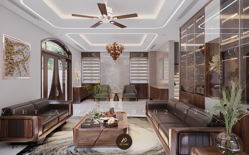 Thiết kế - Thi công nội thất biệt thự gỗ óc chó tại Sài Gòn - Chị Thu